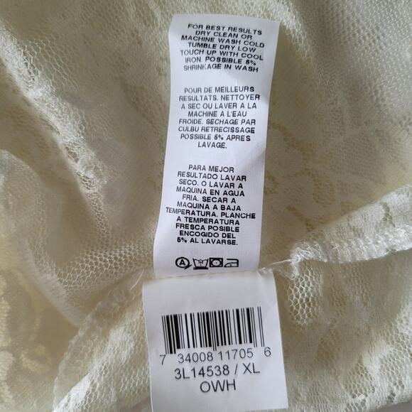 Karen Kane Floral Lace Sheer Long Sleeve Top Size XL Cream Boho Holiday Parisian - Picture 8 of 9